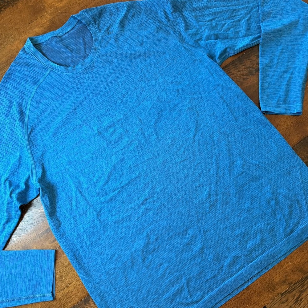 Lululemon Shirt Mens Xl Blue Long Sleeve Performance Get Outside Get Sweaty
